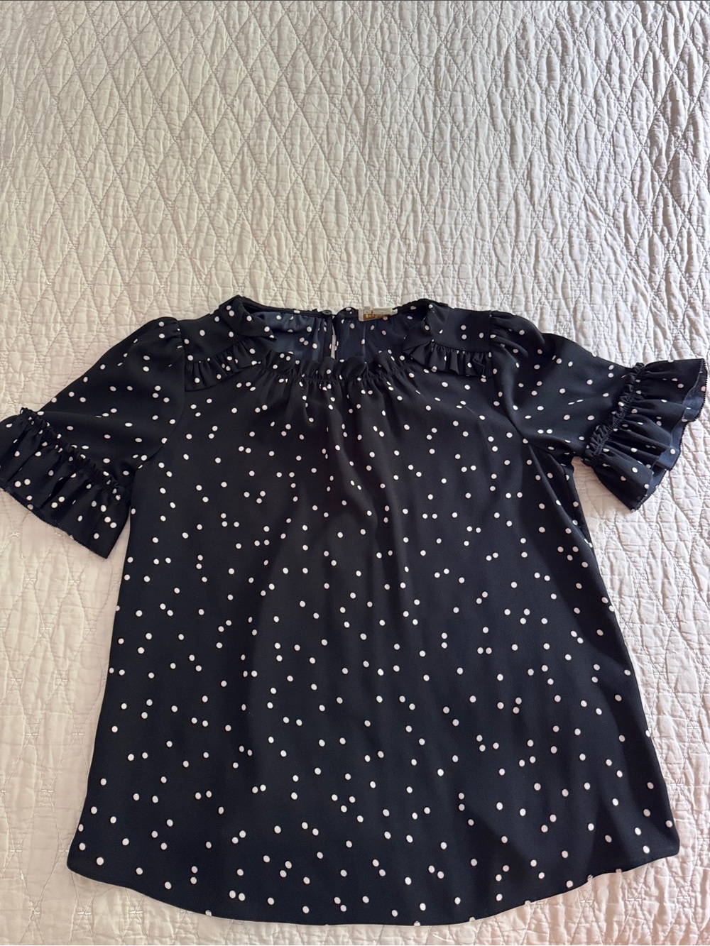 Kate Spade Black Polka Dot Ruffle Sleeve Blouse - Women's